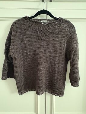 Massimo Dutti Studio Open Knit Sweater – Brown – Size Small – Made in Spain